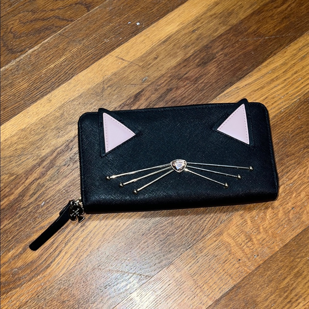 Kate Spade - Cat Zip Wallet with Pink Ear Accents